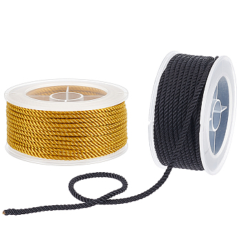 2Rolls 2 Colors 3-ply Nylon Milan Cord, for Woven Bracelet Necklace Making, Mixed Color, 2.5mm, 1roll/color