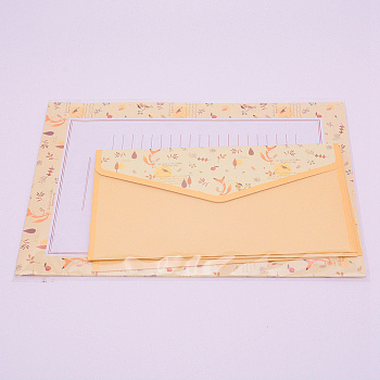 Paper Envelopes & Letter Papers, Floral Pattern, Rectangle, PeachPuff, 8.7~21x14.3~16.5x0.01~0.03cm, 9pcs/set