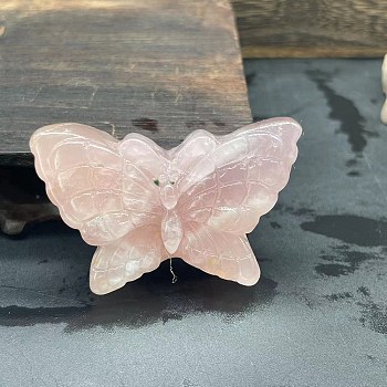 Natural Rose Quartz Healing Butterfly Figurines, Reiki Energy Stone Display Decorations, 50mm