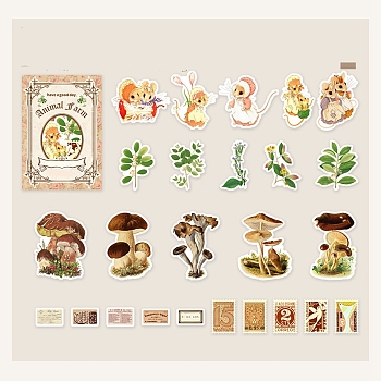 50Pcs 25 Styles Autumn Theme Paper Sticker, Self-adhesive Decals for DIY Scrapbooking, Squirrel, Packing: 153x90x2mm, 2pcs/style