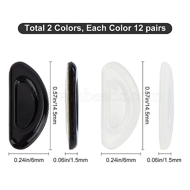 Gorgecraft 24 pares 2 colores de almohadillas nasales de silicona para gafas en forma de D(KY-GF0001-20)-2