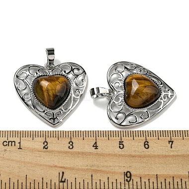 Natural Tiger Eye Peach Love Heart Pendants(G-G158-01E)-3