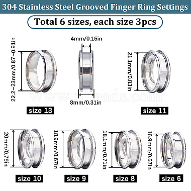 18Pcs 6 Size 304 Stainless Steel Grooved Finger Ring Settings(RJEW-SC0001-05P)-2