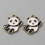 Zinc Alloy Enamel Pendants, Panda Charm, Golden, Golden, 17x16.5x1.5mm, Hole: 1.5mm(ENAM-CJC0013-22B)