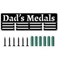 Word Dad's Medals Fashion Iron Medal Hanger Holder Display Wall Rack, with Screws, Electrophoresis Black, 121x400mm(ODIS-WH0021-041)