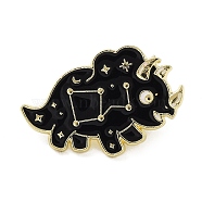 Dinosaur Enamel Pins, Light Gold Alloy Brooch for Backpack Clothes, Black, 19.5x30x1.5mm(JEWB-H014-05LG-04)