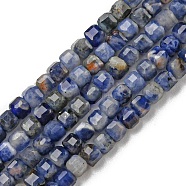 Natural Sodalite Beads Strands, Faceted Cube, 2x2x2mm, Hole: 0.5~0.6mm, about 170pcs/strand, 15~15.67 inch(38.1~39.8cm)(G-G0005-A01)