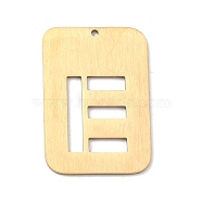 Ion Plating(IP) 304 Stainless Steel Pendants, Rectangle with Alphabet, Hollow, Letter.E, 32x22x1mm, Hole: 1.5mm(STAS-K216-49E-G)