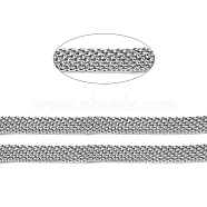 304 Stainless Steel Mesh Chains/Network Chains, Unwelded, with Spool, Stainless Steel Color,4mm, about 32.8 Feet(10m)/roll(STAS-P245-51A-P)