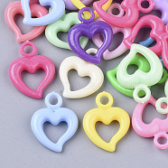 Opaque Acrylic Pendants, Heart, Mixed Color, 20x15x4mm, Hole: 3mm, about 1300pcs/500g(MACR-N008-08)