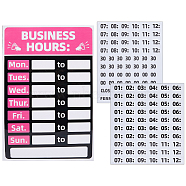 PVC Business Hours Sign Stickers, Rewritable Closed Open Sign Hours Stickers, for Retail Shop, Boutique, Hot Pink, 305~480x190~205x0.3~0.4mm(DIY-GF0008-69B)