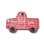 Printed Wood Pendants, Car, Hot Pink, 29x19x2mm, Hole: 1.6mm(FIND-K017-06)