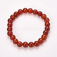 Natural Red Agate Beaded Stretch Bracelets, Grade A, Dyed, Round, 2-1/8 inch(55mm), Bead: 8~9mm(BJEW-Q692-21-8mm)