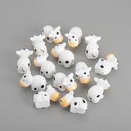 Resin Decoden Cabochons, Cow, Floral White, 19x12x9mm(CRES-S300-23)