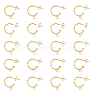 20Pcs 304 Stainless Steel Stud Earrings, Half Hoop Earring Findings, with Horizontal Loops and 20Pcs Ear Nuts, Golden, 24x20x3mm, Pin: 0.7mm(FIND-HY0001-62)