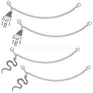 4Pcs 2 Styles Iron Twisted Chains Curb Chains, with Alloy Pendants, Skeleton Hand & Snake, Antique Silver & Platinum, 208~215mm, 2pcs/style(FIND-PH01460)