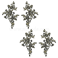 Flower Polyester Computerized Embroidery Sew on Ornament Accessories, Ethnic Style Lace Embroidery Appliques, Black, 235x145x1.5mm(DIY-WH0504-165B)