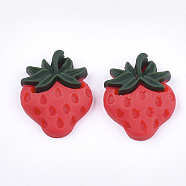 Resin Decoden Cabochons, Strawberry, Red, 21x17x5mm(CRES-T010-77)