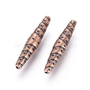 Tibetan Style Alloy Beads, Lead Free and Cadmium Free, Tube, Red Copper, 25x5mm, Hole: 1mm(X-RLF0480Y-NF)