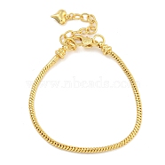 2.5mm Brass European Style Round Snake Chain Bracelets for Jewelry Making, with Clasps, Real 18K Gold Plated, 7-5/8 inch(19.5cm)(BJEW-P338-01G)