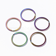 Ion Plating(IP) 304 Stainless Steel Split Key Rings, Keychain Clasp Findings, Rainbow Color, 25x2mm(X-STAS-L216-09B)