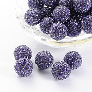 Polymer Clay Rhinestone Beads, Pave Disco Ball Beads, Grade A, Tanzanite, PP13(1.9~2mm), 10mm, Hole: 1.5mm(X-RB-H284-10MM-539)
