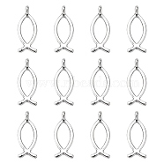 Tibetan Style Alloy Pendants, For Easter, Lead Free & Cadmium Free & Nickel Free, Jesus Fish/Christian Ichthys Ichthus, Antique Silver, 20x8mm, Hole: 2mm(LF0394Y-NF)