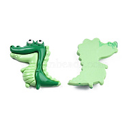 Opaque Resin Decoden Cabochons, Crocodile, Green, 32x31x7mm(CRES-N021-134B)