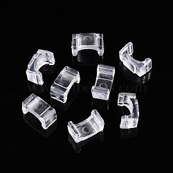 Transparent AS Plastic Base Buckle Hair Findings, for Hair Tie Accessories Making, Rectangle Shape, Clear, 6.5x11x6mm, about 2000pcs/bag(FIND-T064-012)