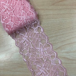 Elastic Lace Trim, Lace Ribbon For Sewing Decoration, Pink, 80mm(OCOR-WH0024-A08)