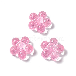 Translucent Acrylic Cabochons, with Glitter Powder, 5-Petal Flower, Pink, 24.5x25x12.5mm(OACR-C009-12E)