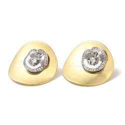 Rack Plating Brass Micro Pave Clear Cubic Zirconia Stud Earrings, Cadmium Free & Lead Free, Long-Lasting Plated, Flower, Real 18K Gold Plated, 30x27.5mm(EJEW-B062-03GP-01)