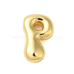 Rack Plating Brass Pendants, Cadmium Free & Lead Free, Long-Lasting Plated, Real 18K Gold Plated, Letter P, 18x11x5mm, Hole: 1.8x2.5mm(KK-C067-10G-P)