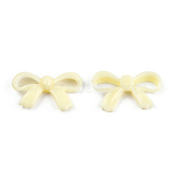 Opaque Acrylic Beads, Bowknot, Light Goldenrod Yellow, 18x30x5.5mm, Hole: 1.6mm, about 600pcs/500g(SACR-T351-005F)