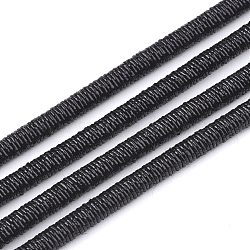 Polyester & Cotton Cords, with Iron Chain inside, Black, 4mm, about 54.68 yards(50m)/bundle(MCOR-T001-4mm-01)
