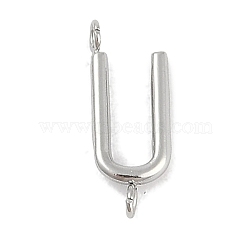 304 Stainless Steel Letter Connector Charms, Stainless Steel Color, Letter U, 12x4.5x2mm, Hole: 1.2mm(STAS-M108-01P-21)