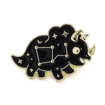 Dinosaur Enamel Pins, Light Gold Alloy Brooch for Backpack Clothes, Black, 19.5x30x1.5mm