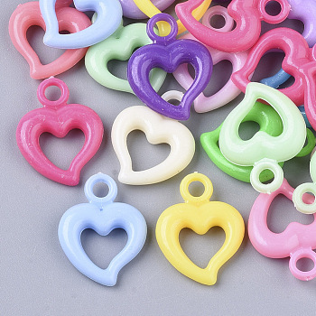 Opaque Acrylic Pendants, Heart, Mixed Color, 20x15x4mm, Hole: 3mm, about 1300pcs/500g