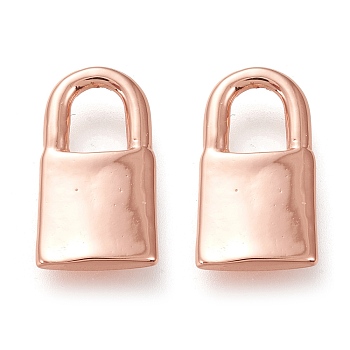Brass Pendants, Long-Lasting Plated, Padlock, Real Rose Gold Plated, 16x9x2mm, Hole: 4.3x5.5mm