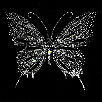 Butterfly Shape Hotfix Rhinestone Appliques, Costume Accessories, Crystal, 250x300mm