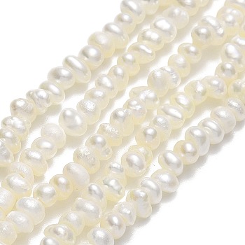 Natural Cultured Freshwater Pearl Beads Strands, Keshi Pearl Beads, Nuggets, Linen, 3~4x3x2~2.5mm, Hole: 0.5mm, about 156~163pcs/strand, 14.17~14.29''(36~36.3cm)