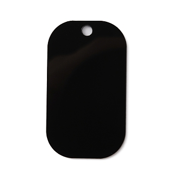 Acrylic Big Pendants, Rectangle, Black, 50x29x1.3mm, Hole: 4mm