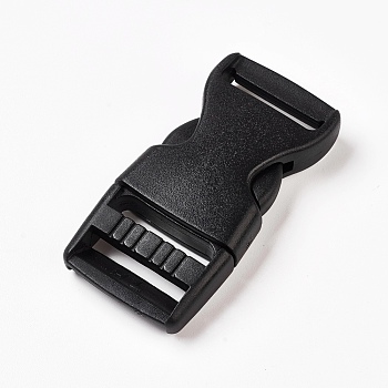 PP Plastic Side Release Buckles, Survival Bracelet Clasps, Black, 65x32x12mm, Hole: 4x25mm
