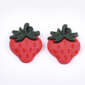 Resin Decoden Cabochons, Strawberry, Red, 21x17x5mm