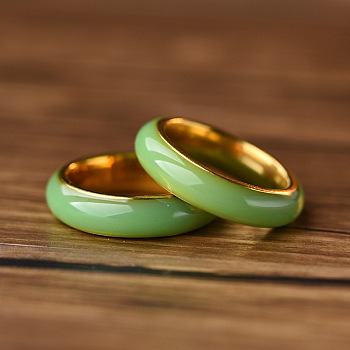 201 Stainless Steel Enamel Finger Rings, Golden, 6mm,US Size 6(16.5mm)