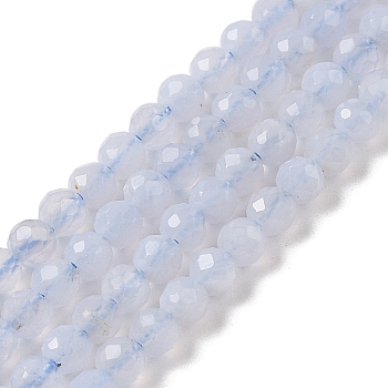 Natural Blue Lace Agate Beads Strands, Faceted, Round, Grade A, 2.5~3mm, Hole: 1mm, about 113pcs/strand, 15.35 inch(39cm)
