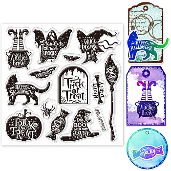 PVC Plastic Stamps, for DIY Scrapbooking, Photo Album Decorative, Cards Making, Stamp Sheets, Film Frame, Witch, 15x15cm