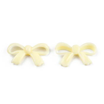 Opaque Acrylic Beads, Bowknot, Light Goldenrod Yellow, 18x30x5.5mm, Hole: 1.6mm, about 600pcs/500g