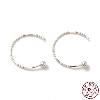 925 Sterling Silver Earring Hooks, Balloon Ear Wire, with S925 Stamp, Silver, 20 Gauge, 18mm, Pin: 0.8mm