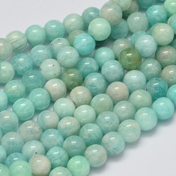 Natural Amazonite Beads Strands, Round, 6mm, Hole: 0.8mm, about 64pcs/strand, 15.7 inch